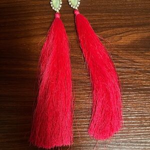 PreLOVED Fuchsia Tassel Earrings with Turquoise Accents